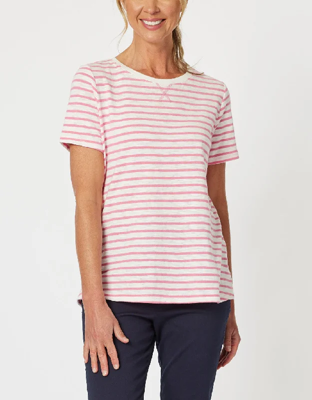 Classic Stripe Tee - Coral