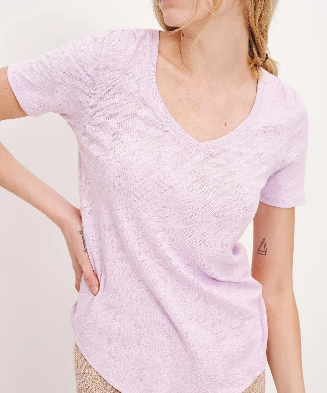 Slub Jersey Classic Short Sleeve V-Neck Tee - Violet Breeze