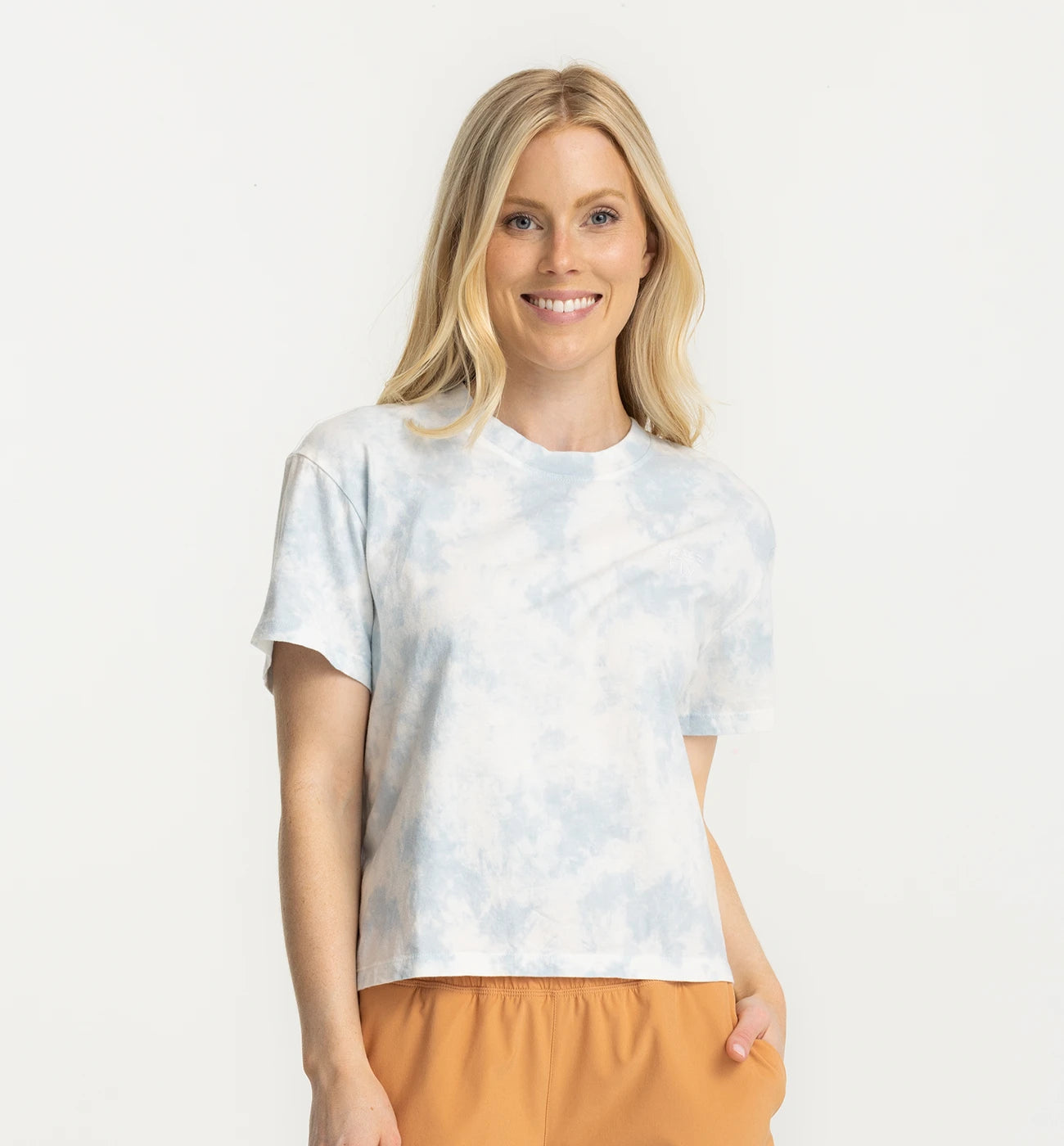 Women's Embroidered Logo Tee - Blue Tie Dye