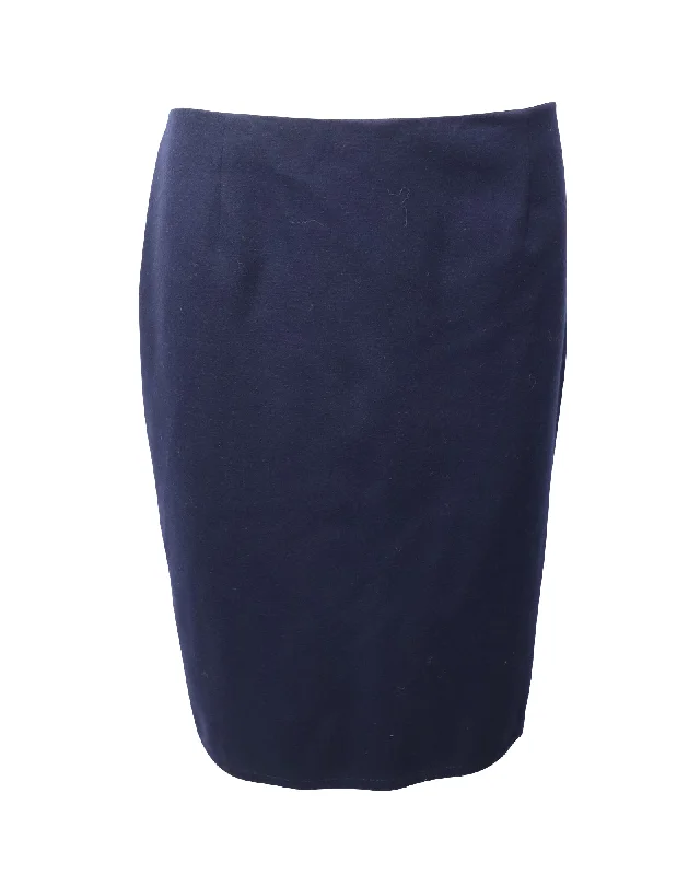 Carolina Herrera Pencil Midi Skirt in Blue Wool