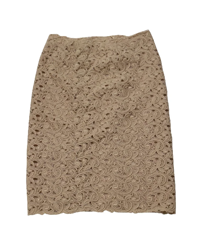 Dolce & Gabbana Lace Skirt in Beige Cotton