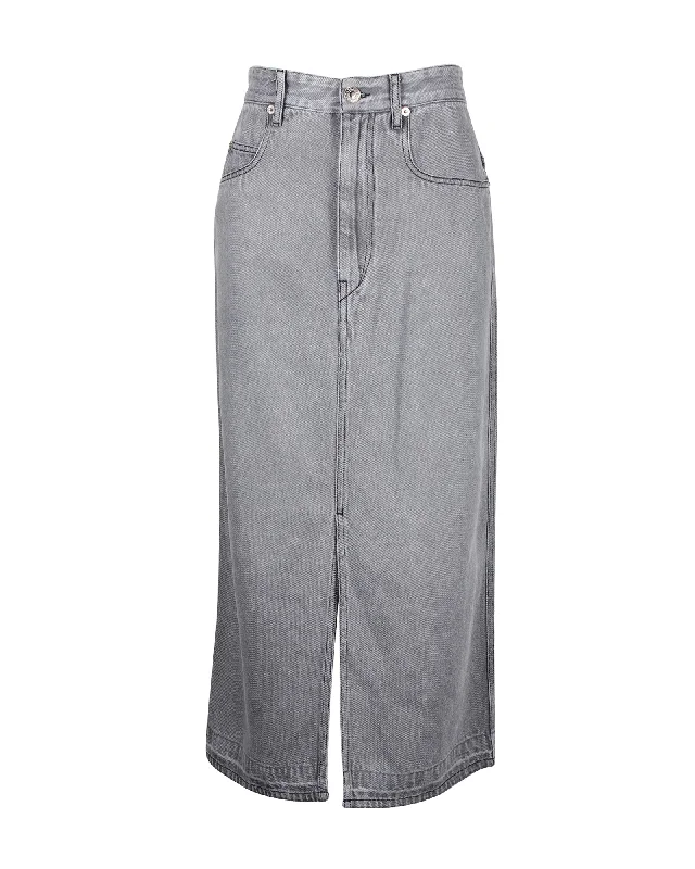 Isabel Marant Etoile Denim Midi Skirt in Grey Cotton