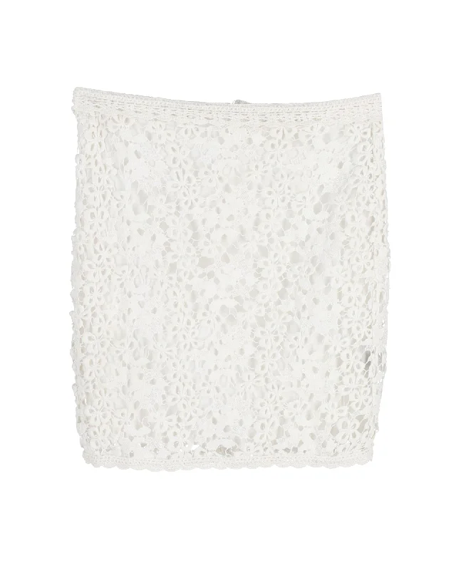 Isabel Marant Etoile Embroidery Skirt in White Cotton