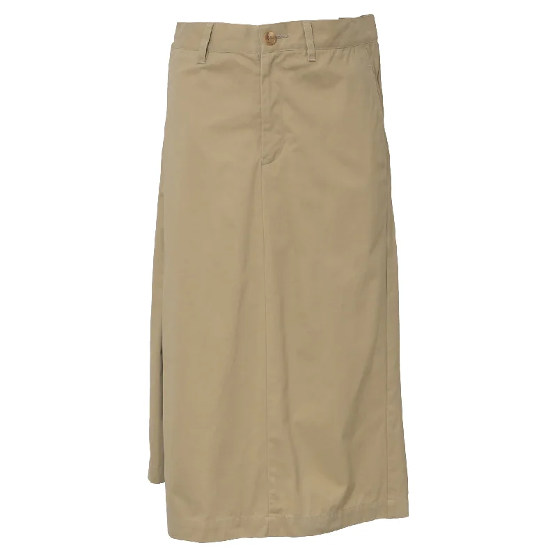 Junya Watanabe x Comme Des Garçons Midi Pleated Asymmetrical Skirt in Brown Cotton