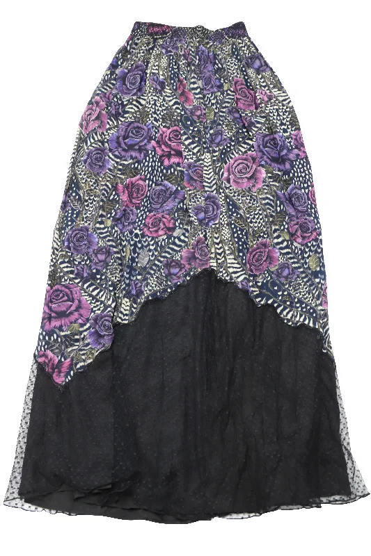 Just Cavalli Floral Crepe Maxi Skirt in Black Rayon