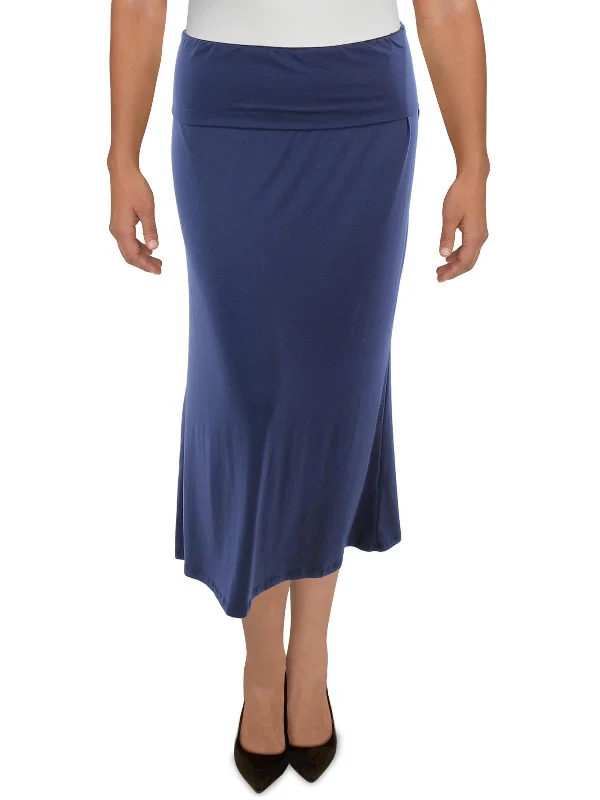 Plus Womens Stretch Long Maxi Skirt