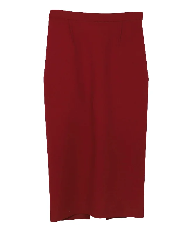 Roland Mouret Crepe Pencil Skirt in Burgundy Wool