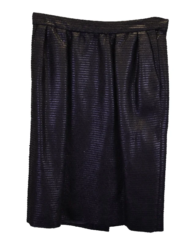 Saint Laurent Textured Skirt in Black Polyester