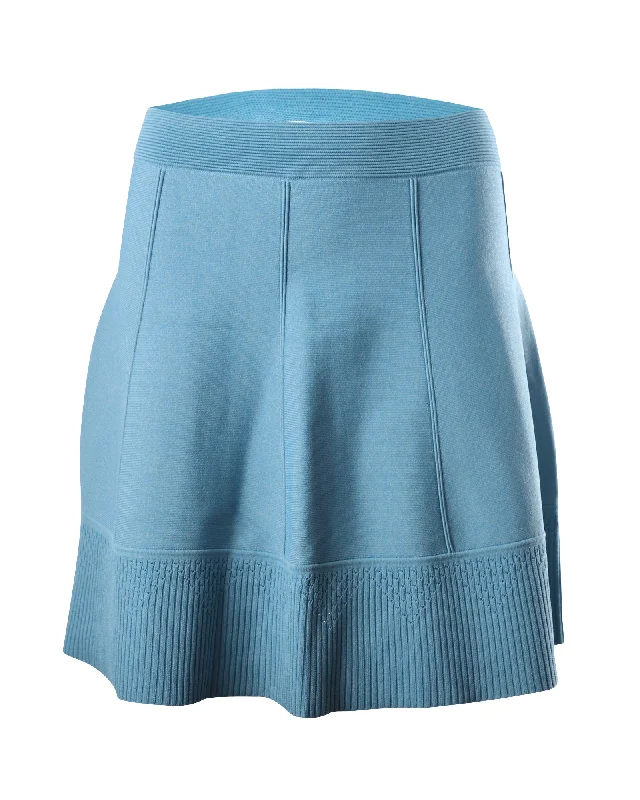 Sandro Paris Knitted Skirt in Blue Jersey