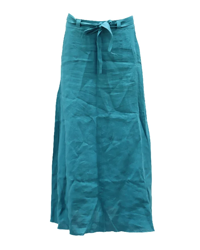 Simon Miller Midi Skirt in Teal Linen