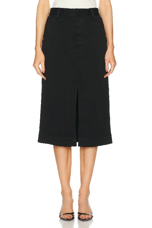 Soft Touch Slit Skirt In Black