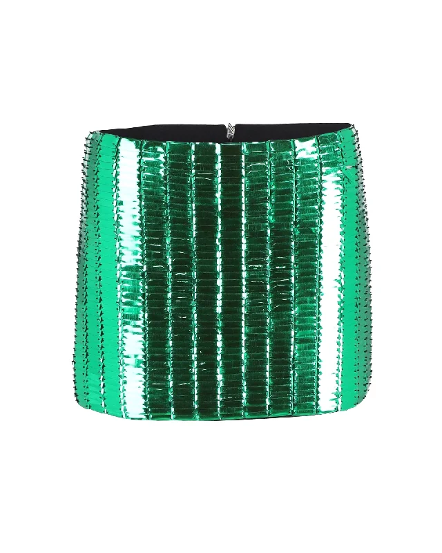 The Attico Rue Embellished Mini Skirt in Green Rayon