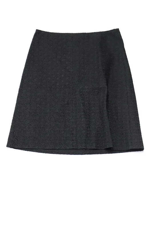 Theory Textured A-Line Skirt in Black Cotton