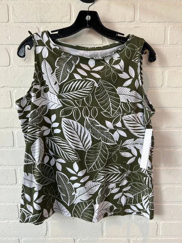 Top Sleeveless Basic By Talbots In Green & White, Size: L