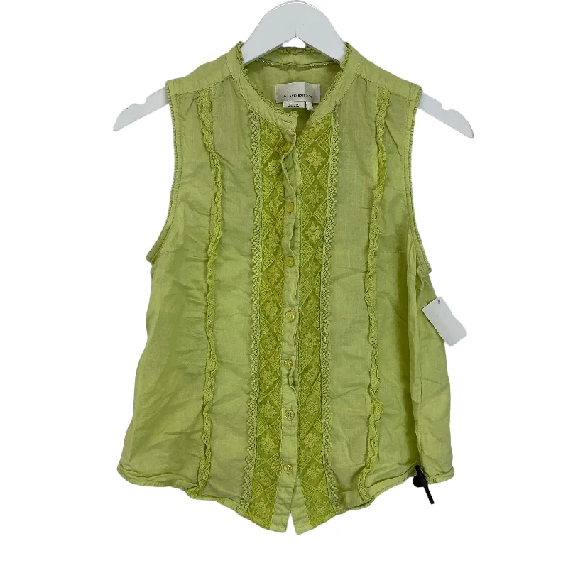 Top Sleeveless By Anthropologie In Green, Size: M