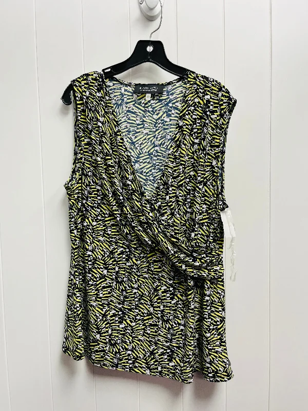 Top Sleeveless By Evan-picone In Black & Yellow, Size: Xl