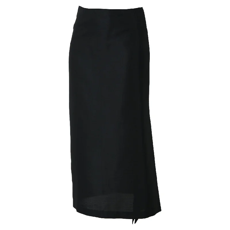 Yohji Yamamoto Midi High-Waisted Pencil Skirt in Mohair Wool