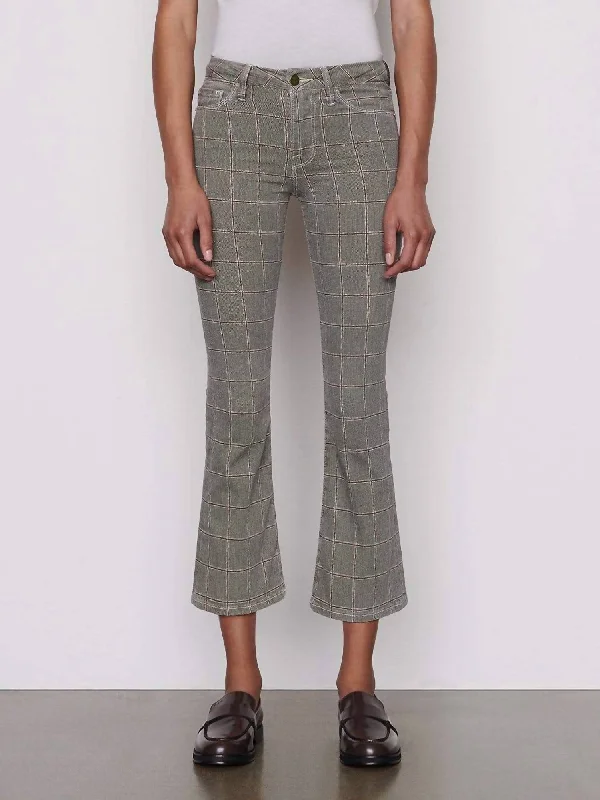 Le Cropped Mini Boot Cut Jean In Window Pane Plaid