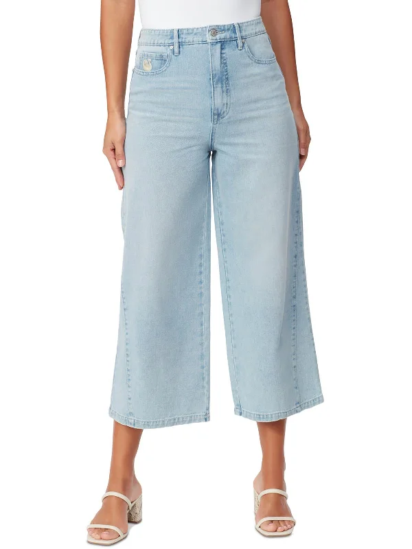 Rori Womens Crop High Rise Wide Leg Jeans