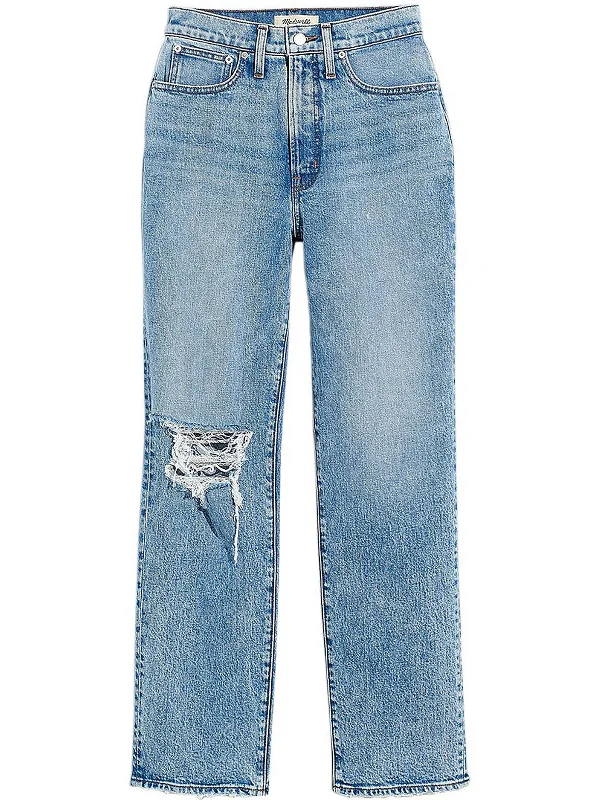 The Perfect Vintage Womens High Rise Ripped Straight Leg Jeans