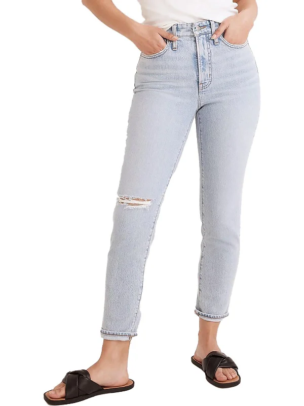 Womens Curvy Distressed Cropped Jeans