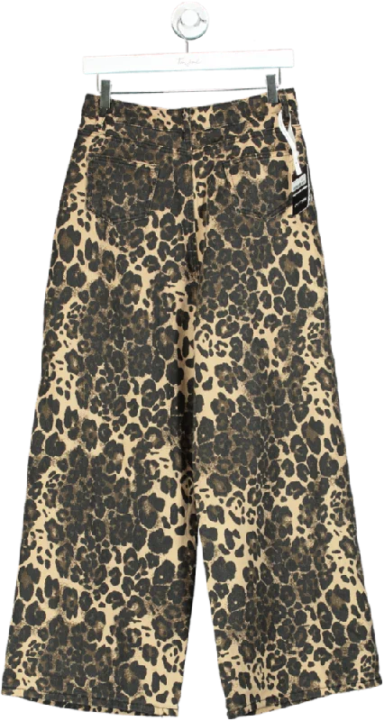 Innovare Denim Brown Leopard Print Wide-Leg Trousers UK M