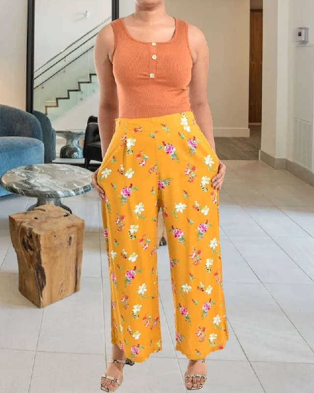 Mustard 3/4 Palazzo Pants