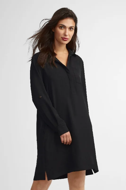 Robe col à revers manches longues - Femme