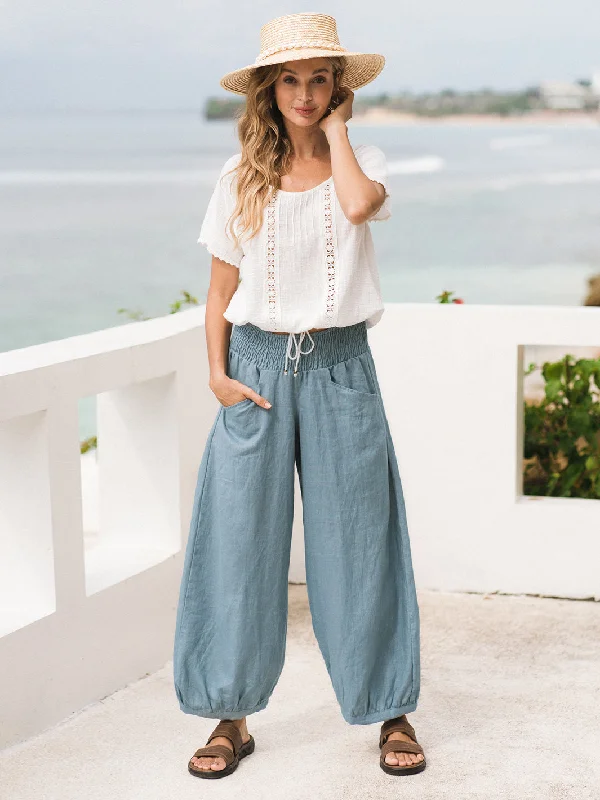 Sadhu French Linen Pants Tahiti Blue