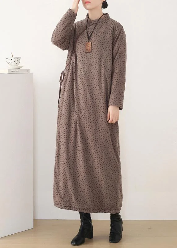 2020 winter China slanted front warm plus velvet thick retro loose long cheongsam dress