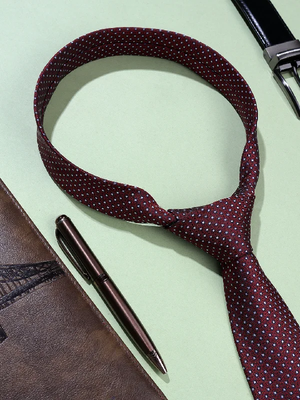 Cantabil Men's Maroon Dotted Printed Broad Tie