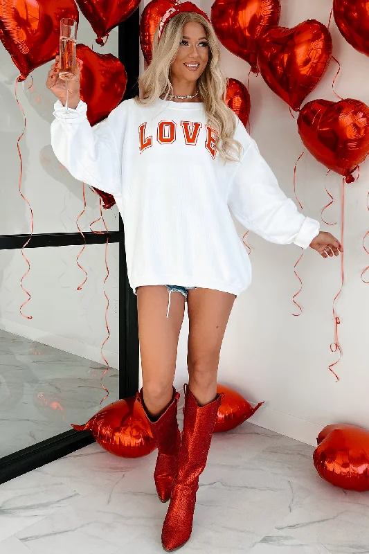 My Only Love Corded Graphic Crewneck (White) - Print On Demand