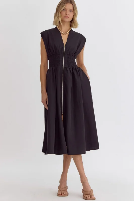 Daphne Front Zip Midi Dress