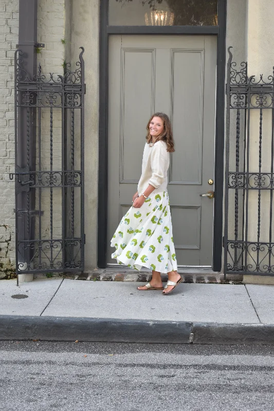 Fiona Midi Skirt Apple Green Floral Final Sale