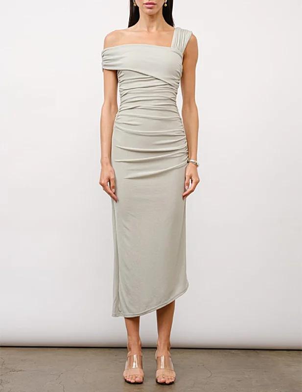 Francisca Asymmetrical One-Shoulder Midi Dress