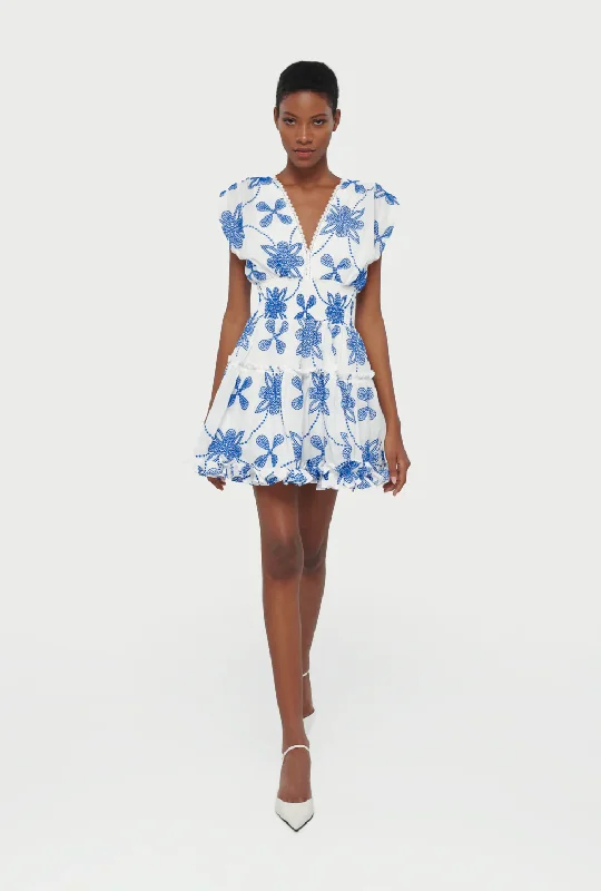 GISELLE MINI DRESS WHITE/BLUE