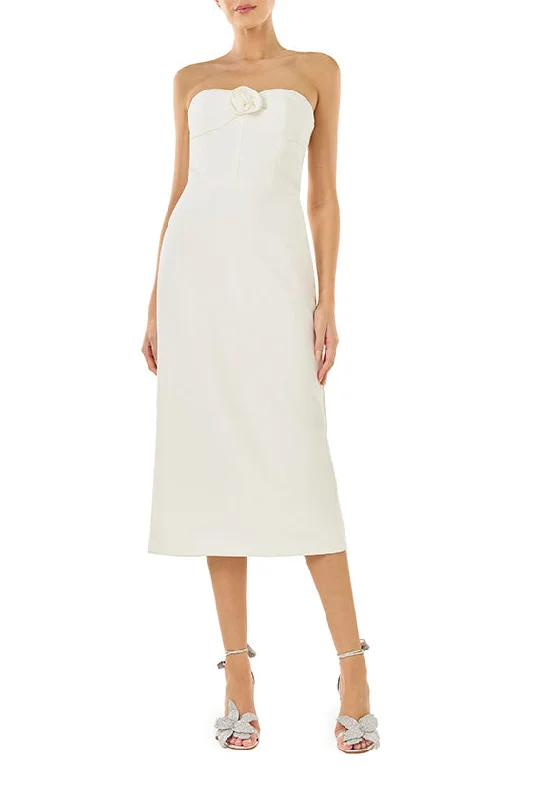 Rosette Crepe Midi Dress