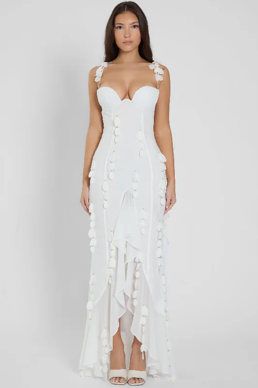 Ivy Petal Bustier Maxi Dress - White