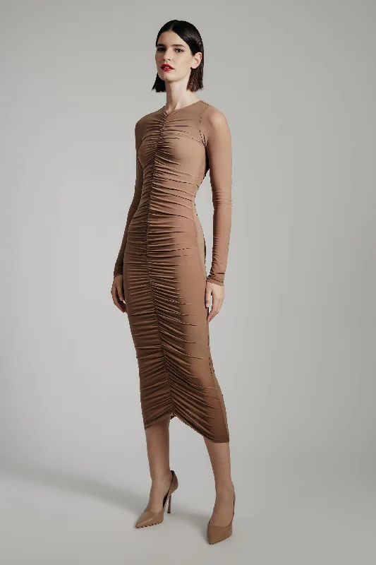 Jaya Mesh Maxi Dress - Tan