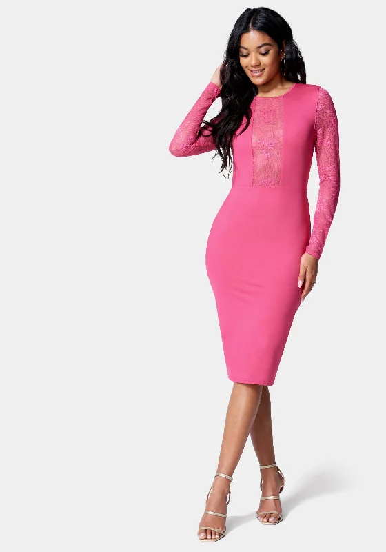 Lace Inset Midi Dress