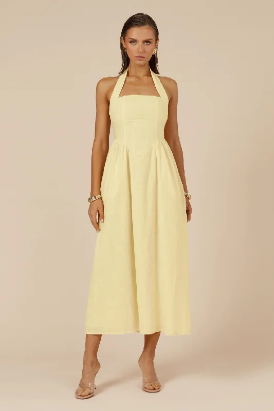 Lock Midi Dress - Lemon