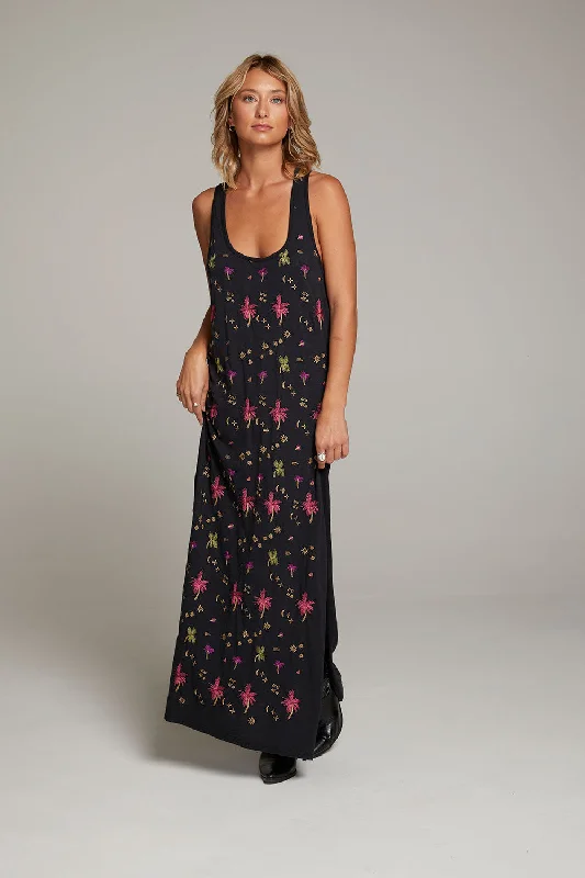 Manatee Night Palm Maxi Dress