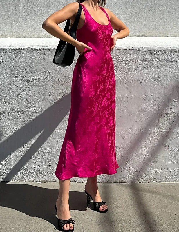 Market Fuchsia Jacquard Midi Dress