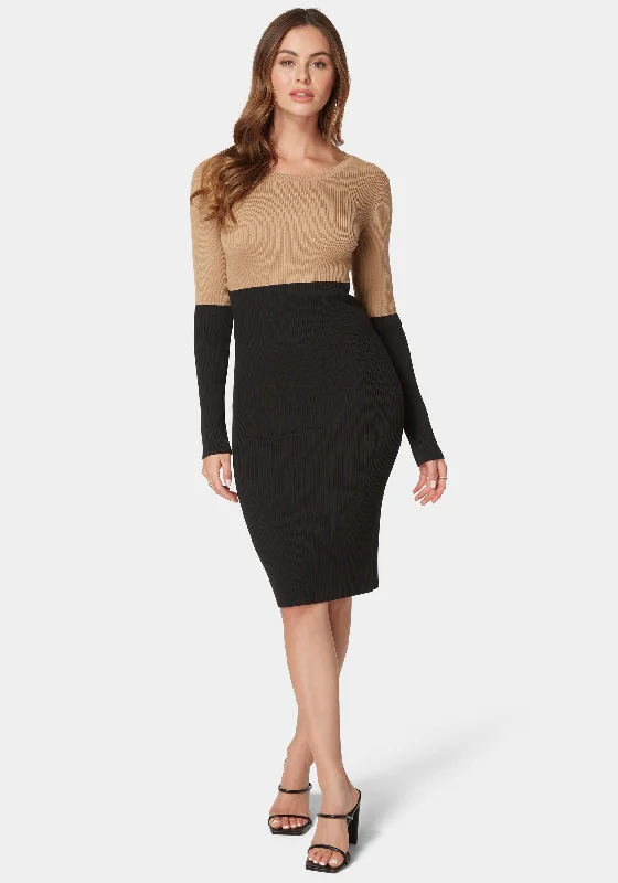 Midi Color Block Sweater Dress