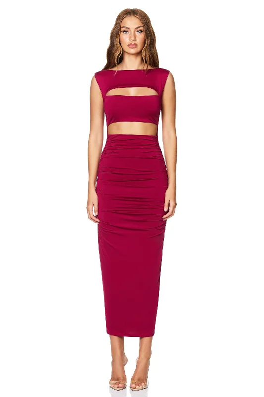 Nookie Enigma Cut Out Midi Dress - Ruby