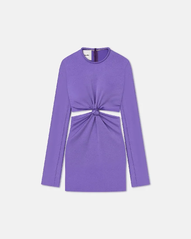 Tazia - Cut-Out Crisp Satin Mini Dress - Iris