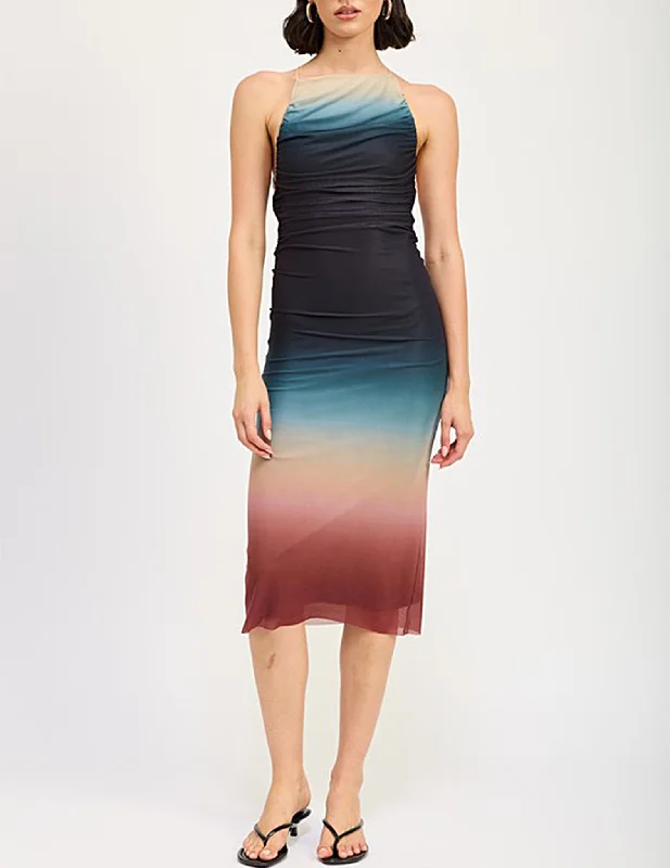 Shannon Ombre Mesh Midi Dress