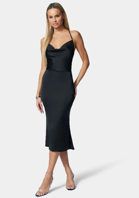 Strappy Satin Midi Dress