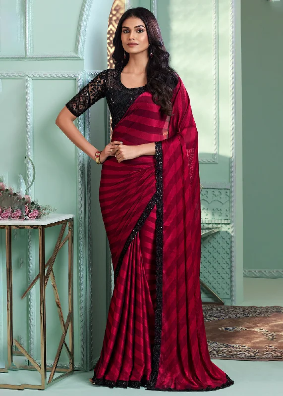 Lovely Red Art Silk Embroidered Wedding Party Wear Saree