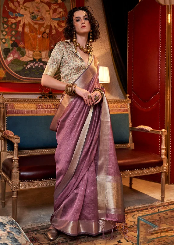 Purple Moss Chiffon Party Style Designer Saree